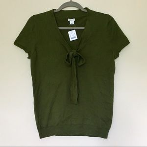 J. Crew Short Sleeve Army Green Sweater Blouse (S)